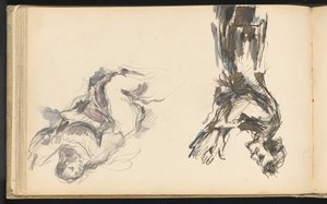 Victor Chocquet og en engel for "The Apotheosis of Delacroix" av Paul Cézanne