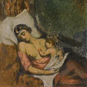 Kvinne som ammer barnet sitt, ca 1872 av Paul Cézanne