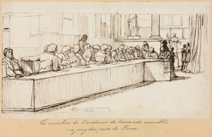 Medlemmene av Academy of Beaux-Arts samlet til juryen for Roma-prisen, 1841 eller 1842. av Paul Delaroche
