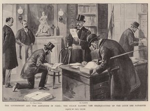 Regjeringen og agitatorene i Paris, politiet raiderer hovedkvarteret til Ligue des Patriotes