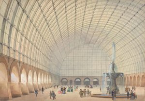 Design for en trenings- og industriutstillingshall i Wien, perspektivinteriør, 1853. av Paul Eduard Sprenger