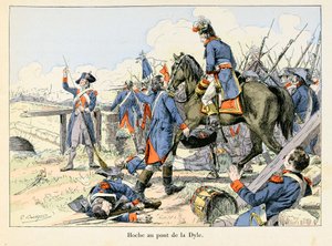 Hoche au pont de la Dyle: I mars 1793, som dekket retretten ved passasjen av Dyle foran Leuven (Belgia), kjempet Lazare Hoche (1768-1797) mot østerrikerne - illustrasjon av Emile Boutigny (1853-1929) I "Hoche-Marceau-Desaix" av Theodore av Paul Émile Boutigny