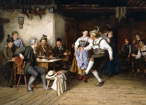 Interiør av en Weinstube (olje på lerret) av Paul Felgentreff