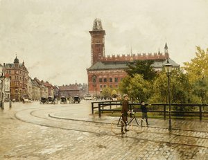 Raadhuspladsen, København, 1893 av Paul Fischer