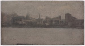Themsen ved Battersea (olje på akademibrett)