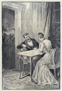 Illustrasjon for Anna Karenina: Levin frier til Kitty (litho)