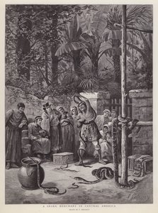 Slangehandler i Mellom-Amerika (litho) av Paul Frenzeny