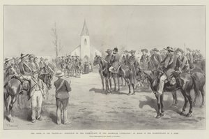 Krisen i Transvaal, inspeksjon av kommandanten for den samlede kommando av boer på markedsplassen til en Dorp av Paul Frenzeny