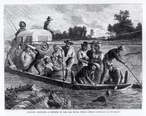Western Sketches, a Freshet in the Red River, Texas, illustrasjon fra 