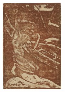 En fisker som drikker ved siden av kanoen sin av Paul Gauguin