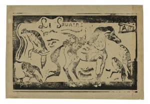 En hest og fugler, hodeplagg for Le sourire av Paul Gauguin