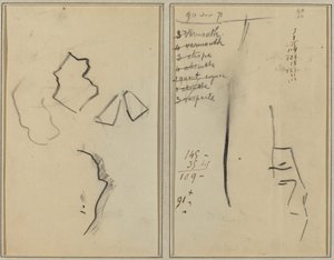 En profil og fire former; Skisse av en manns hode [recto] av Paul Gauguin