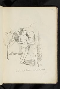 Før og etter - tegning "Vingene er tunge. Alt er primitivt" av Paul Gauguin