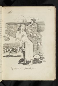 Før og etter - tegning "Hva tenker du? Jeg vet ikke" av Paul Gauguin