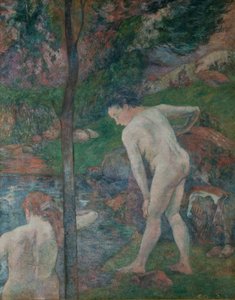Badere i Bretagne To badende, 1887. av Paul Gauguin