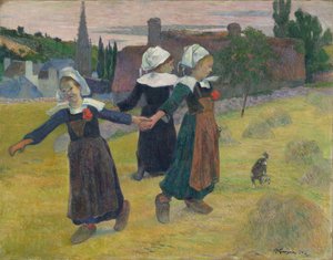 Bretonske jenter danser, Pont-Aven av Paul Gauguin