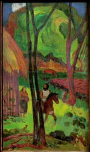 Rytter foran hytta av Paul Gauguin