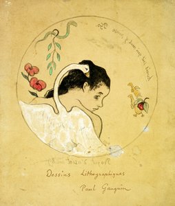 Design for en tallerken - Leda and the Swan, 1889 av Paul Gauguin
