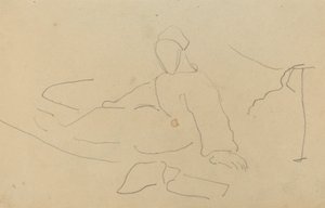 Figur sittende på bakken [recto] av Paul Gauguin