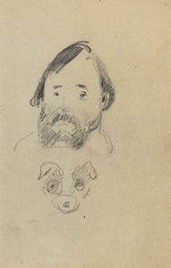 Hodet til en skjeggete mann med et hundehode [recto] av Paul Gauguin