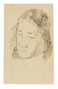 Head of a Tahitian Woman (recto), Skisser av anatomiske detaljer (verso) av Paul Gauguin