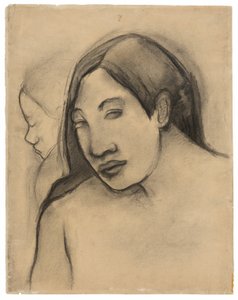 Leder av tahitiske kvinner, frontale og profilerte synspunkter av Paul Gauguin