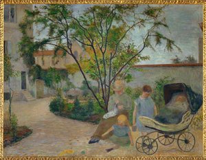 Hagen ved Vaugirard, eller Malerfamilien i hagen på Rue Carcel (olje på lerret) av Paul Gauguin