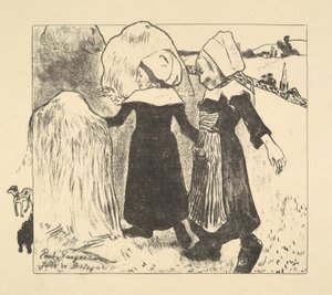 Joies de Bretagne (Joys of Brittany), fra serien Volpini av Paul Gauguin