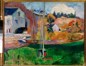 Landskap i Bretagne, bruket David (olje på lerret av Paul Gauguin