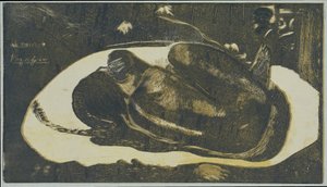 Liggende jente redd for de dødes spøkelser Sett av de dødes spøkelser Mauao tupapau (tittel på objekt) av Paul Gauguin