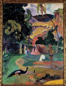 Matamoe eller landskap med påfugler Utsikt over et landskap på Tahiti. Maleri av Paul Gauguin (1848-1903) av Paul Gauguin