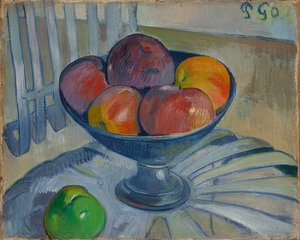 Skål med frukt på en hagestol. Rundt 1890 av Paul Gauguin