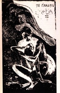 Paul Gauguin "" Te Faruru""" (de elsker). Xylografi av den tahitiske perioden av Paul Gauguin (1848 - 1903). 1891 - 1897. av Paul Gauguin