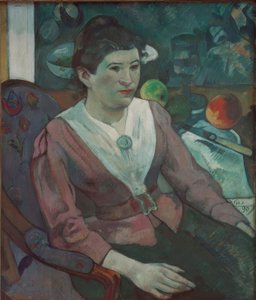 Portrett av en kvinne i stilleben av Cézanne - Marie Derr av Paul Gauguin
