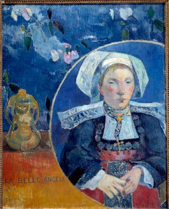 Portrett av den vakre Angele A Bretonne i tradisjonell drakt - Portrett av Madame de Satre (1868-1932) hoteliere i Pont Aven (Pont-Aven) - Maleri av Paul Gauguin (1848-1903) 1889 Søn 0,92 x 0,73 m Paris, musee d