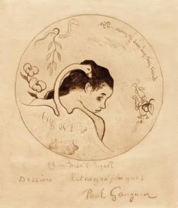 Prosjekt for en tallerken - Leda og svane av Paul Gauguin