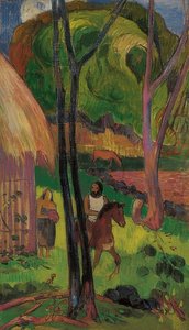 Ryttere foran hytta (Cavalier devant la case). 1902 av Paul Gauguin