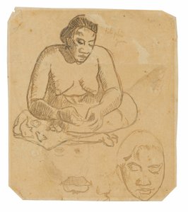 Sittende tahitisk kvinne (recto); Stående tahitisk kvinne (verso) av Paul Gauguin