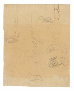 Skisser av figurer, hender og føtter (relatert til maleriet Aha oe feii? [Hva! Er du sjalu?]) av Paul Gauguin