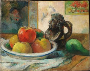 Stilleben med epler, pærer og mugge av Paul Gauguin