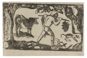 Tahitian Carrying Bananas, fra Suite of Late Wood-Block Prints av Paul Gauguin