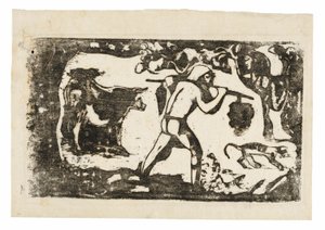 Tahitian Carrying Bananas, fra Suite of Late Wood-Block Prints av Paul Gauguin
