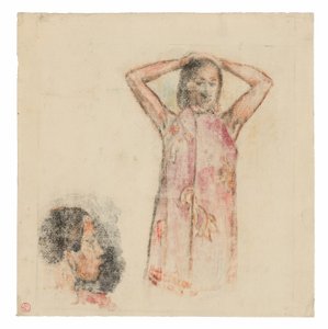 Tahitisk jente i rosa Pareu av Paul Gauguin