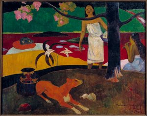 Tahitisk scenemaleri av Paul Gauguin (1848-1903) 1892 Søn. 0,87x1,13 m St. Petersburg, Eremitagemuseet av Paul Gauguin