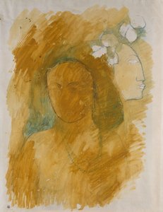 Tahitianische Frau mit bösem Geist av Paul Gauguin