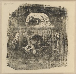 Te Atua (gudene) liten tallerken [verso] av Paul Gauguin