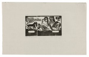 Tre personer, en maske, en rev og en fugl, hodeplagg for Le sourire av Paul Gauguin
