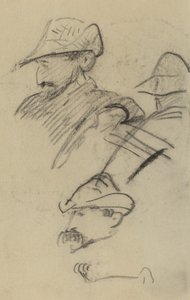 Tre studier av en mann med hatt [recto] av Paul Gauguin