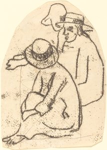 Three Tahitians (Studie for "The Sister of Charity") av Paul Gauguin