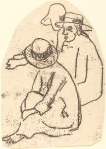 Three Tahitians Study for The Sister of Charity, 18991902. av Paul Gauguin